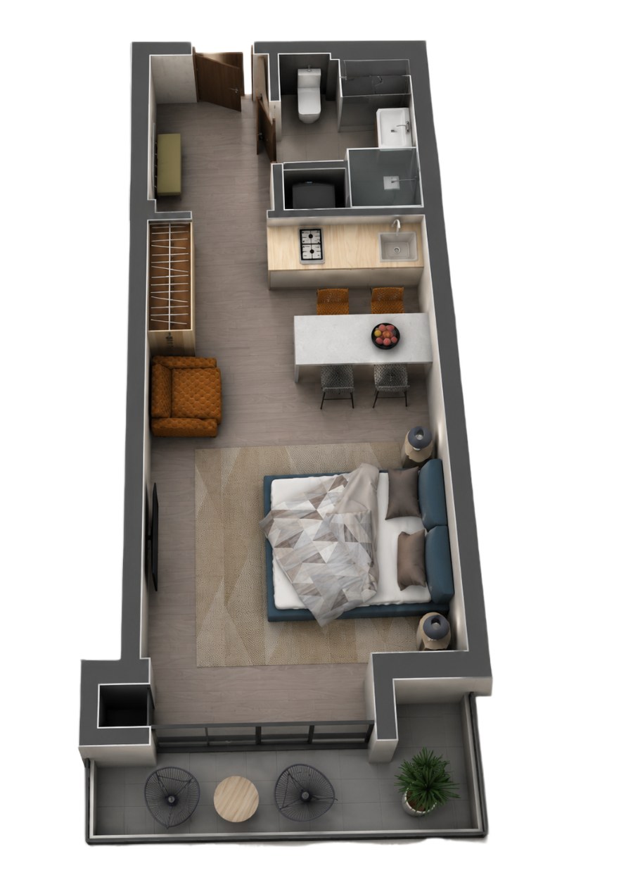 Студия-апартамент, 30,5 м²